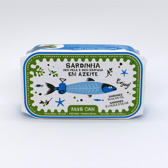 SARDINES WITHOUT SKIN AND WITHOUT BONES IN OLIVE OIL Miss Can